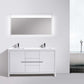 KubeBath Dolce 60″ Double Sink High Gloss White Modern Bathroom Vanity with White Quartz Counter-Top