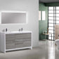 KubeBath Dolce 60″ Double Sink Ash Gray Modern Bathroom Vanity with White Quartz Counter-Top