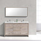 KubeBath Dolce 60″ Double Sink Nature Wood Modern Bathroom Vanity with White Quartz Counter-Top