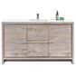 KubeBath Dolce 60″ Nature Wood Modern Bathroom Vanity with White Quartz Counter-Top