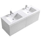 Balli 60'' Double Sink Wall Mount Modern Bathroom Vanity in Gloss White Finish