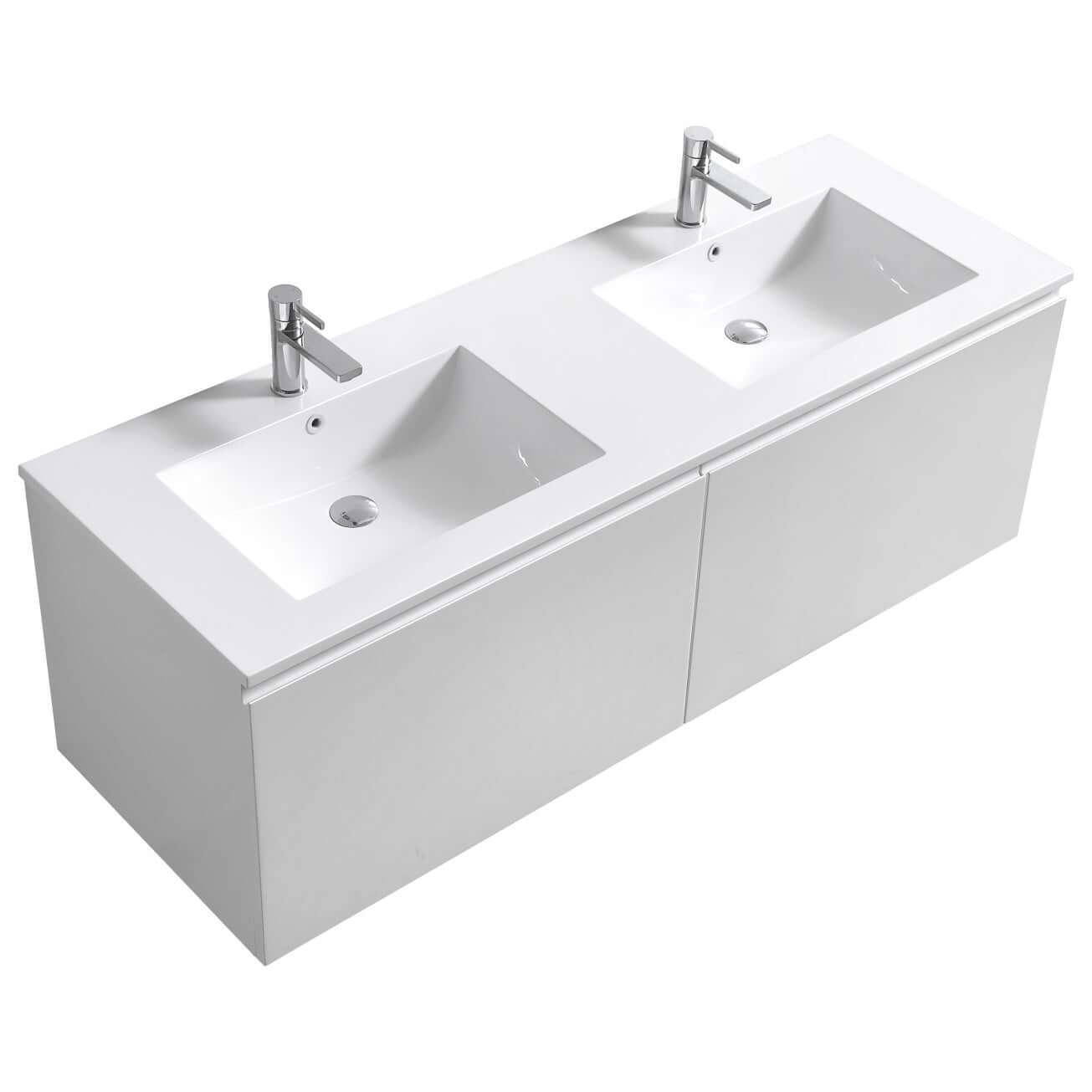 Balli 60'' Double Sink Wall Mount Modern Bathroom Vanity in Gloss White Finish