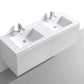 Balli 60'' Double Sink Wall Mount Modern Bathroom Vanity in Gloss White Finish