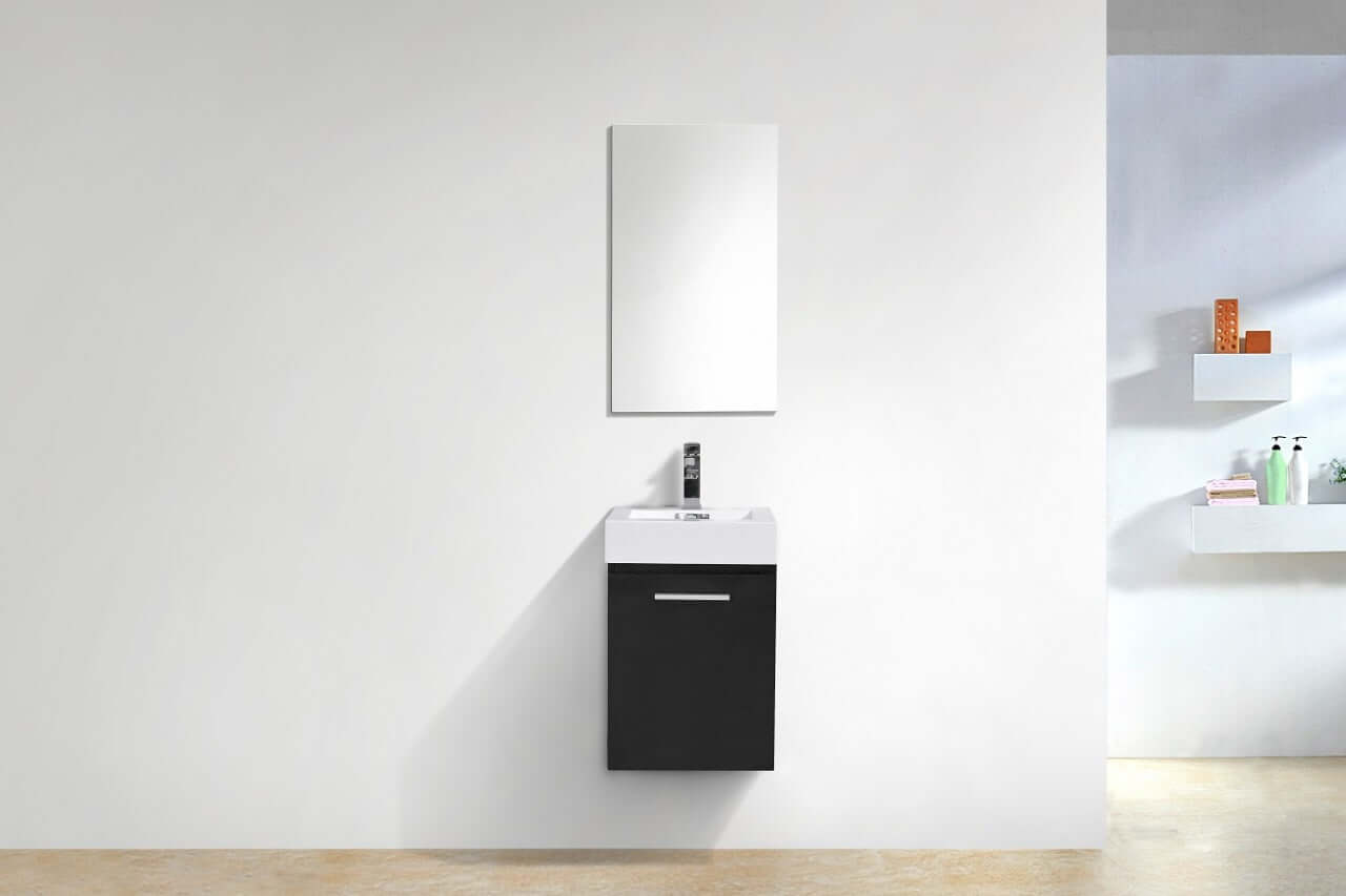 Bliss 16" Wall Mount Modern Bathroom Vanity High Gloss White I Black I Grey Oak I High Gloss Gray Oak I Walnut I Nature Wood