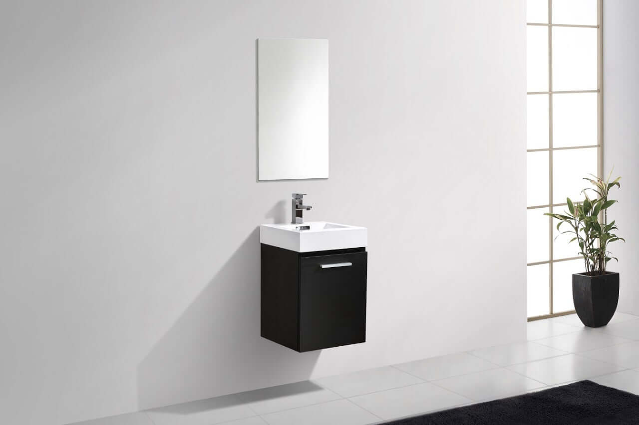 Bliss 16" Wall Mount Modern Bathroom Vanity High Gloss White I Black I Grey Oak I High Gloss Gray Oak I Walnut I Nature Wood
