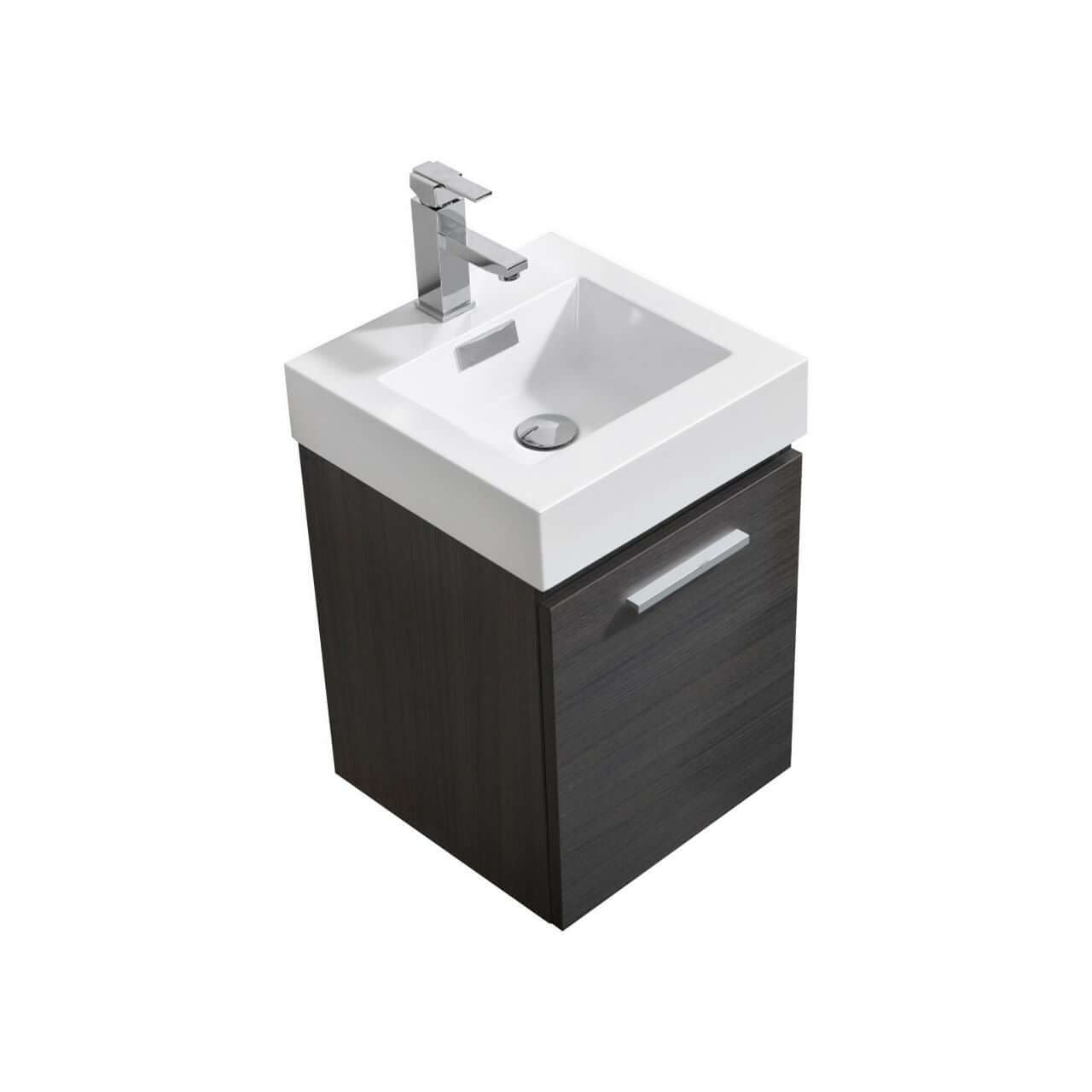 Bliss 16" Wall Mount Modern Bathroom Vanity High Gloss White I Black I Grey Oak I High Gloss Gray Oak I Walnut I Nature Wood