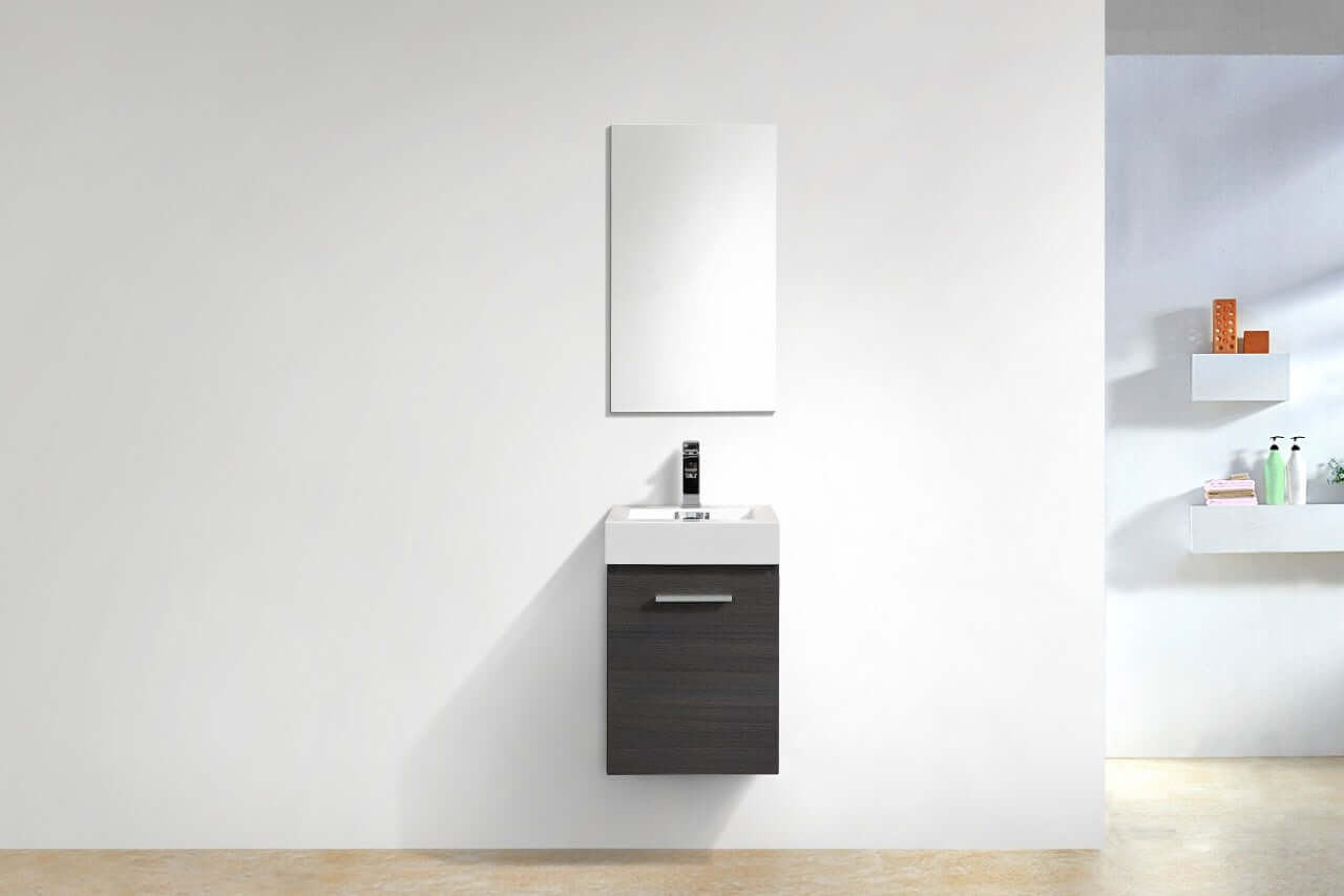 Bliss 16" Wall Mount Modern Bathroom Vanity High Gloss White I Black I Grey Oak I High Gloss Gray Oak I Walnut I Nature Wood