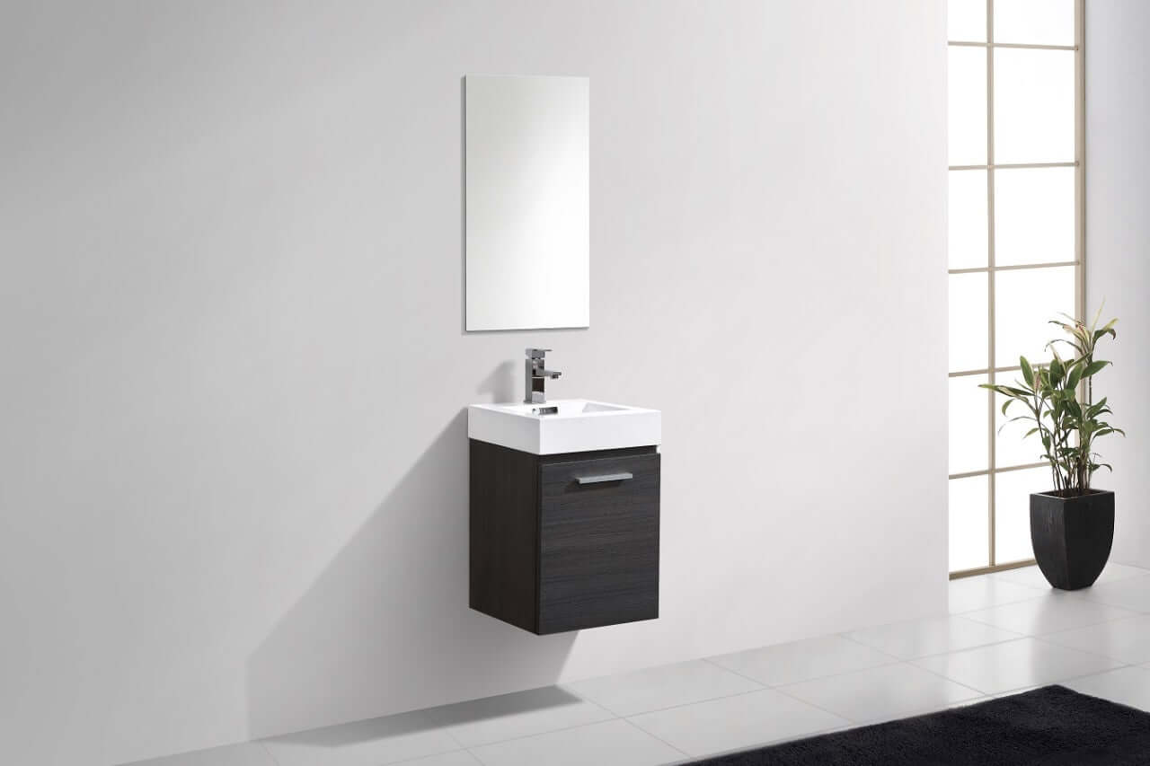 Bliss 16" Wall Mount Modern Bathroom Vanity High Gloss White I Black I Grey Oak I High Gloss Gray Oak I Walnut I Nature Wood