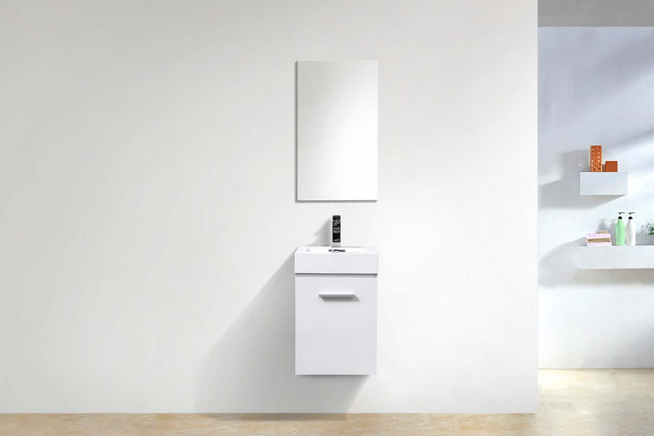Bliss 16" Wall Mount Modern Bathroom Vanity High Gloss White I Black I Grey Oak I High Gloss Gray Oak I Walnut I Nature Wood