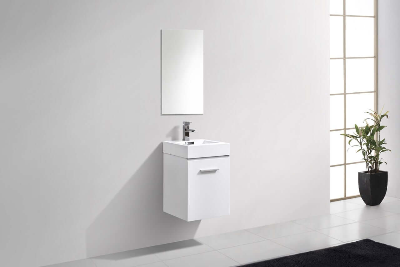 Bliss 16" Wall Mount Modern Bathroom Vanity High Gloss White I Black I Grey Oak I High Gloss Gray Oak I Walnut I Nature Wood