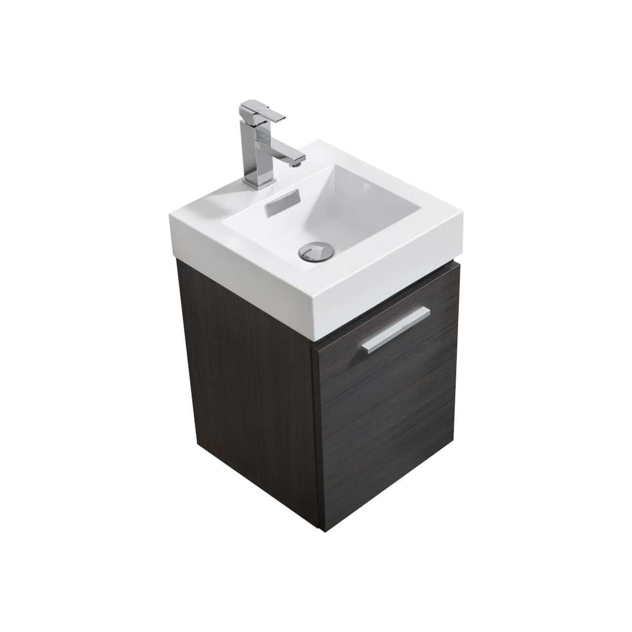 Bliss 16" Wall Mount Modern Bathroom Vanity High Gloss White I Black I Grey Oak I High Gloss Gray Oak I Walnut I Nature Wood