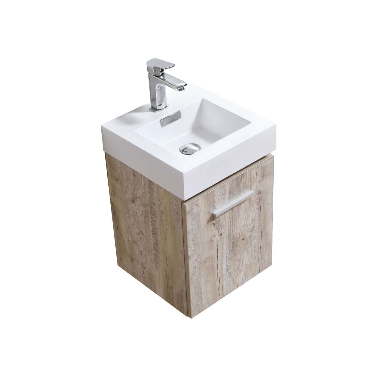 Bliss 16" Wall Mount Modern Bathroom Vanity High Gloss White I Black I Grey Oak I High Gloss Gray Oak I Walnut I Nature Wood