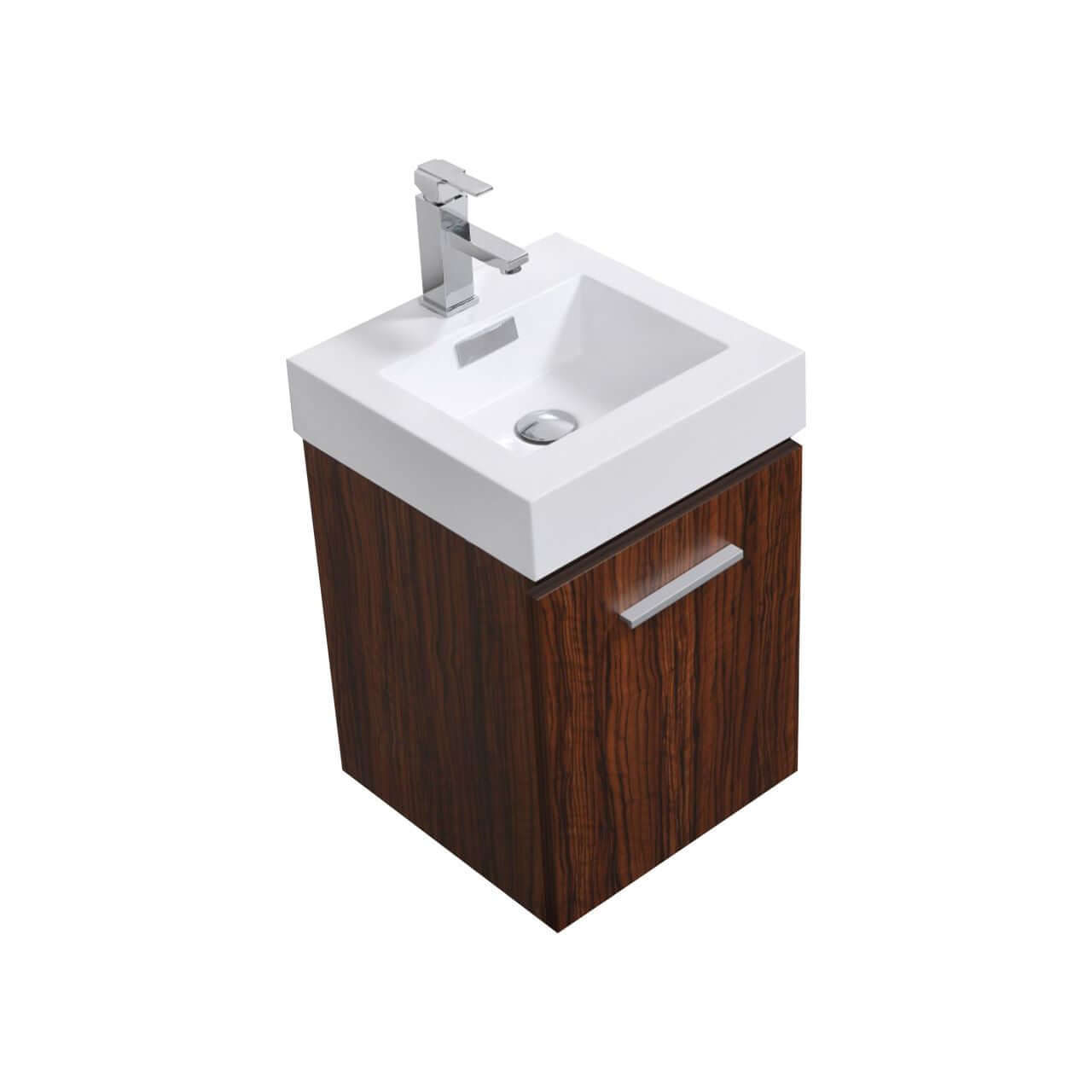 Bliss 16" Wall Mount Modern Bathroom Vanity High Gloss White I Black I Grey Oak I High Gloss Gray Oak I Walnut I Nature Wood