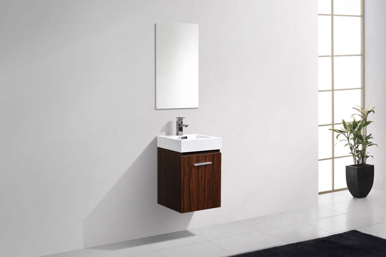 Bliss 16" Wall Mount Modern Bathroom Vanity High Gloss White I Black I Grey Oak I High Gloss Gray Oak I Walnut I Nature Wood