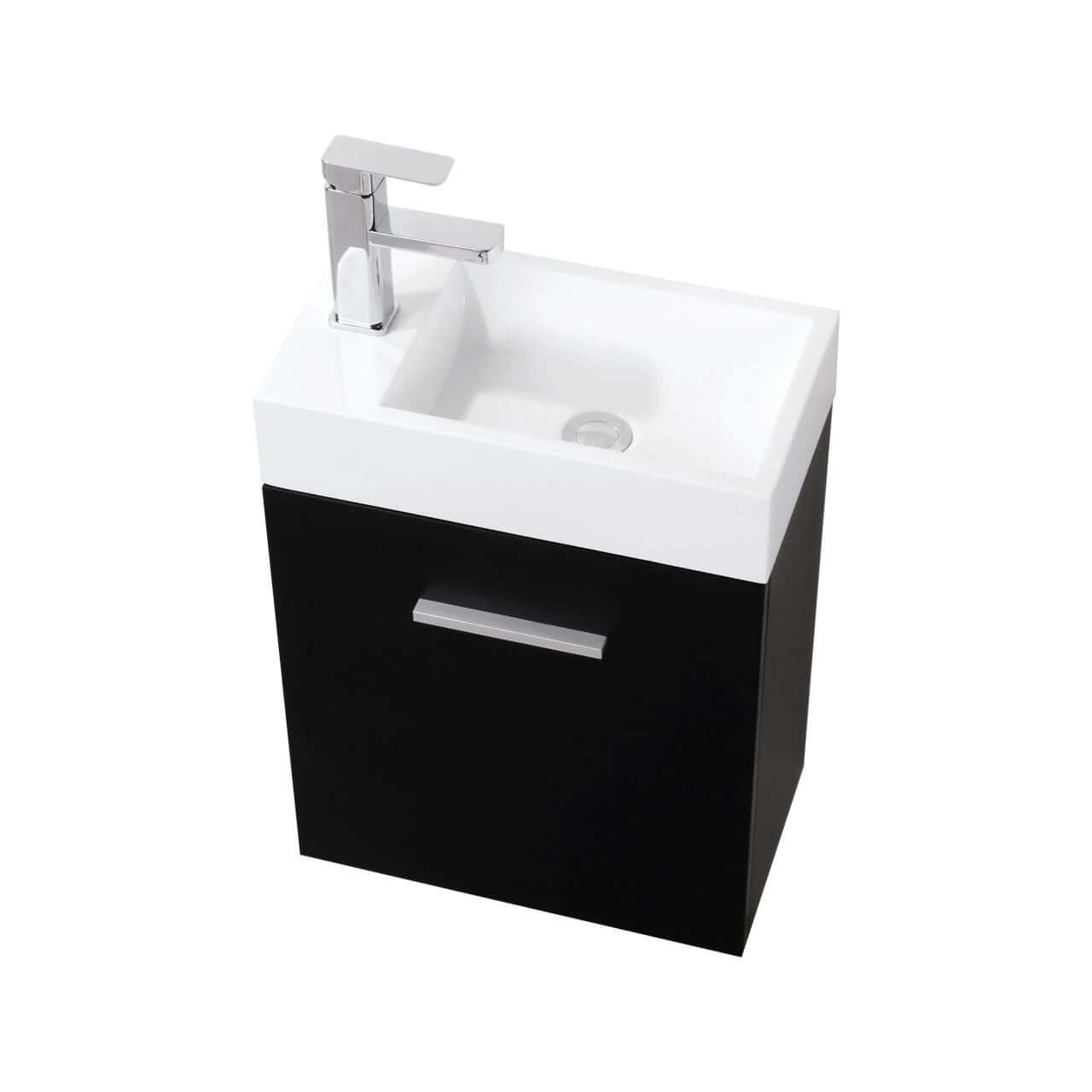 Bliss 18" Wall Mount Modern Bathroom Vanity, High Gloss White I Black I Gray Oak I Walnut I Nature Wood I Butternut