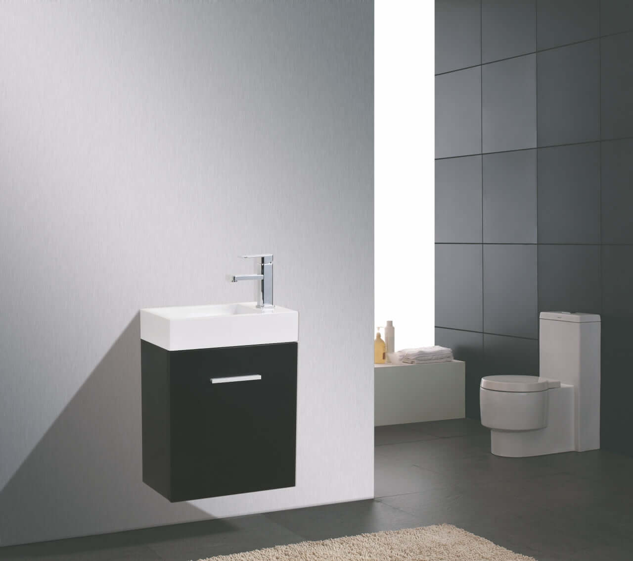 Bliss 18" Wall Mount Modern Bathroom Vanity, High Gloss White I Black I Gray Oak I Walnut I Nature Wood I Butternut