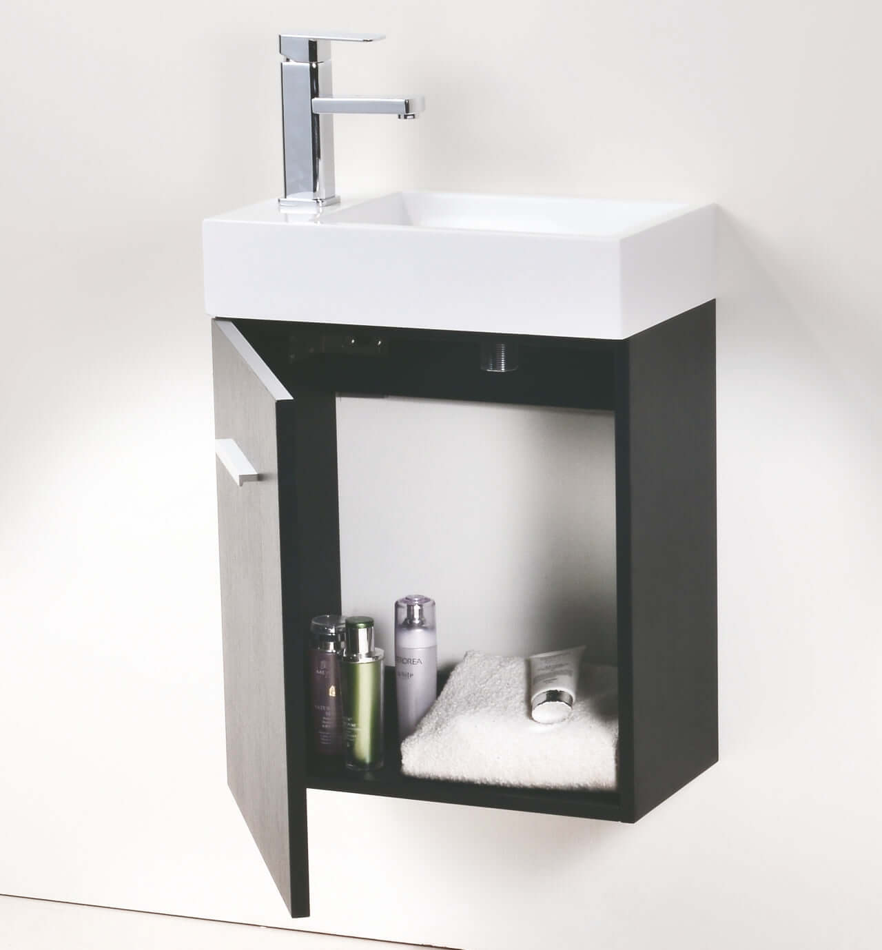Bliss 18" Wall Mount Modern Bathroom Vanity, High Gloss White I Black I Gray Oak I Walnut I Nature Wood I Butternut