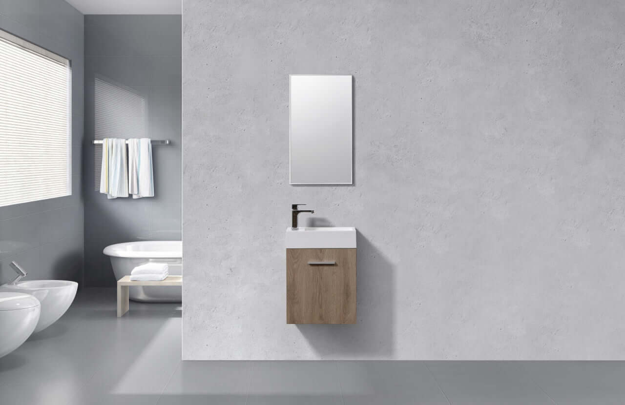 Bliss 18" Wall Mount Modern Bathroom Vanity, High Gloss White I Black I Gray Oak I Walnut I Nature Wood I Butternut