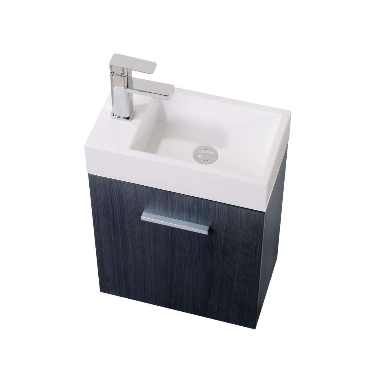Bliss 18" Wall Mount Modern Bathroom Vanity, High Gloss White I Black I Gray Oak I Walnut I Nature Wood I Butternut