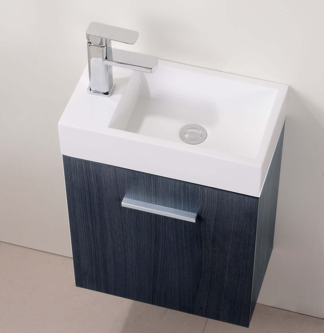 Bliss 18" Wall Mount Modern Bathroom Vanity, High Gloss White I Black I Gray Oak I Walnut I Nature Wood I Butternut