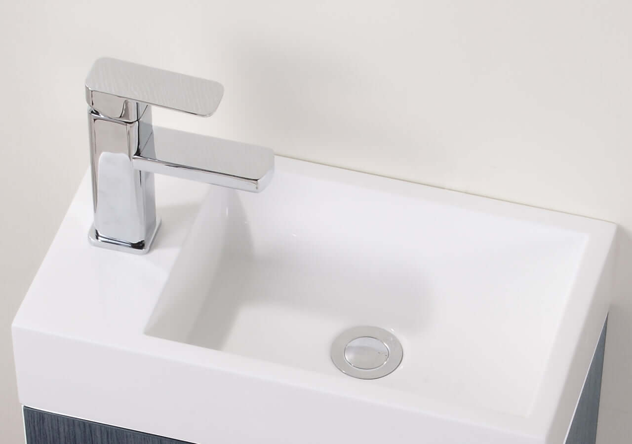 Bliss 18" Wall Mount Modern Bathroom Vanity, High Gloss White I Black I Gray Oak I Walnut I Nature Wood I Butternut