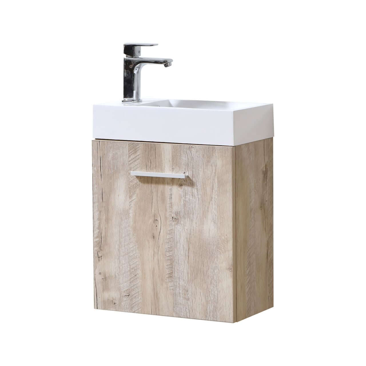 Bliss 18" Wall Mount Modern Bathroom Vanity, High Gloss White I Black I Gray Oak I Walnut I Nature Wood I Butternut