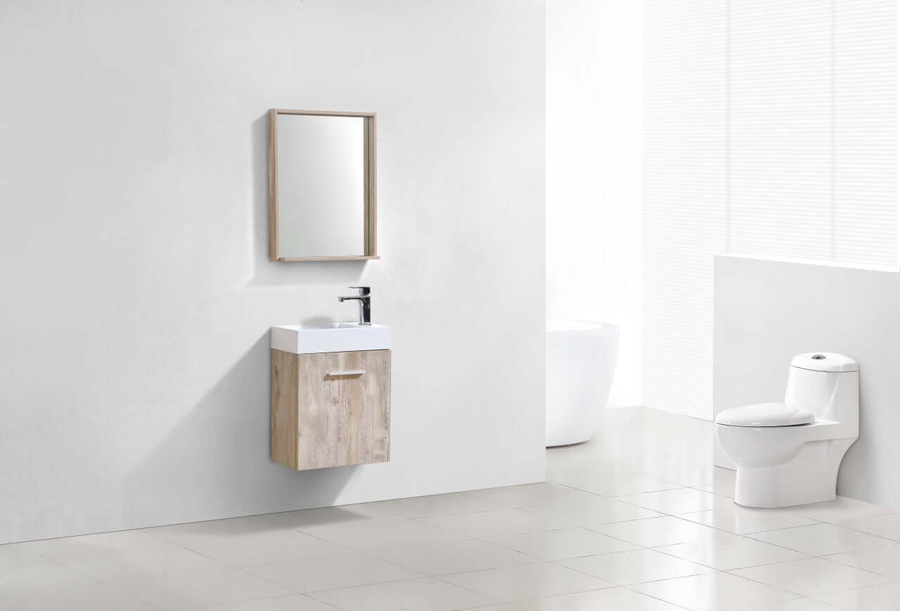 Bliss 18" Wall Mount Modern Bathroom Vanity, High Gloss White I Black I Gray Oak I Walnut I Nature Wood I Butternut