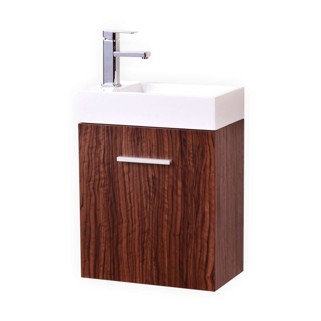 Bliss 18" Wall Mount Modern Bathroom Vanity, High Gloss White I Black I Gray Oak I Walnut I Nature Wood I Butternut