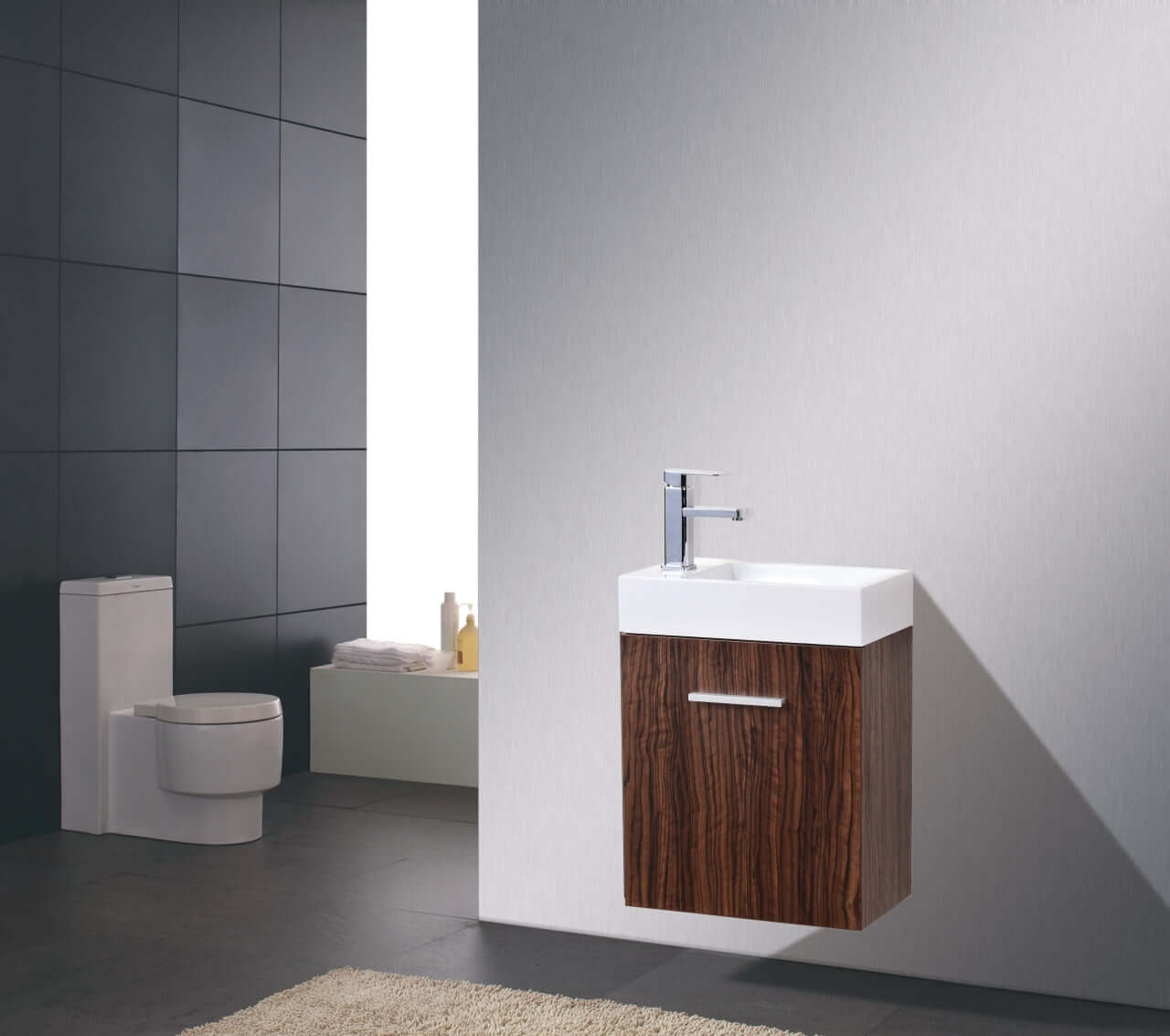 Bliss 18" Wall Mount Modern Bathroom Vanity, High Gloss White I Black I Gray Oak I Walnut I Nature Wood I Butternut