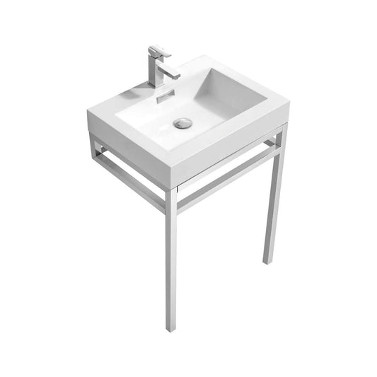 Haus 24" Stainless Steel Console w/ White Acrylic Sink - Chrome