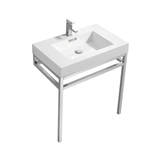 Haus 30" Stainless Steel Console w/ White Acrylic Sink - Chrome
