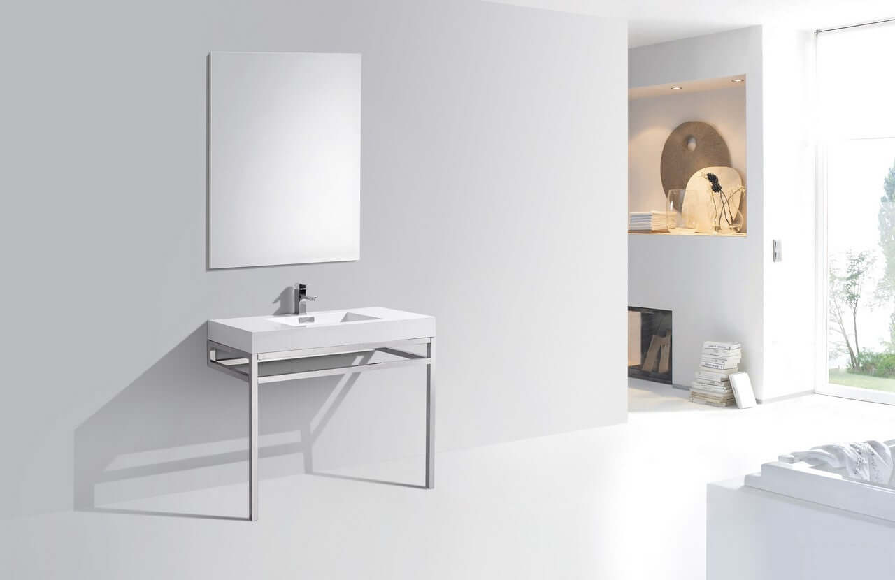 Haus 40" Stainless Steel Console w/ White Acrylic Sink - Chrome