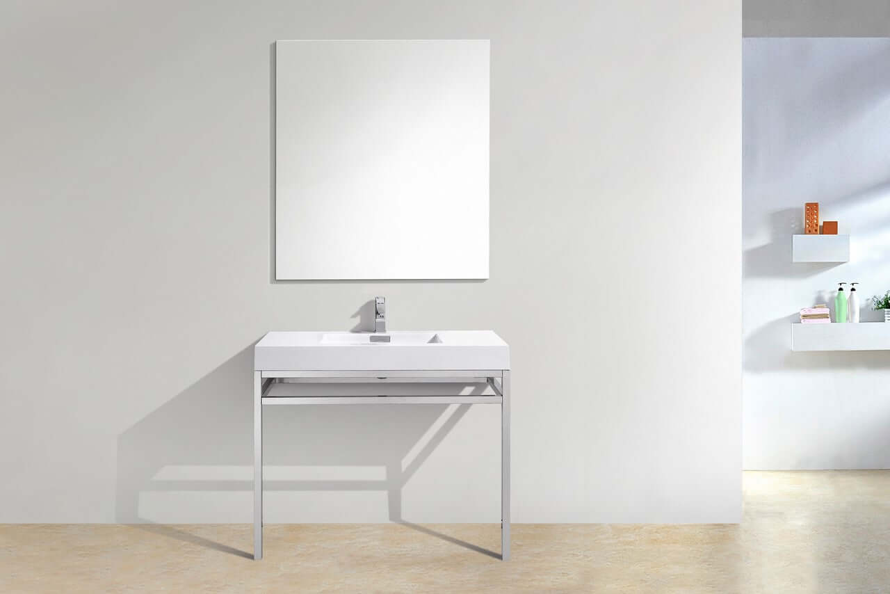 Haus 40" Stainless Steel Console w/ White Acrylic Sink - Chrome