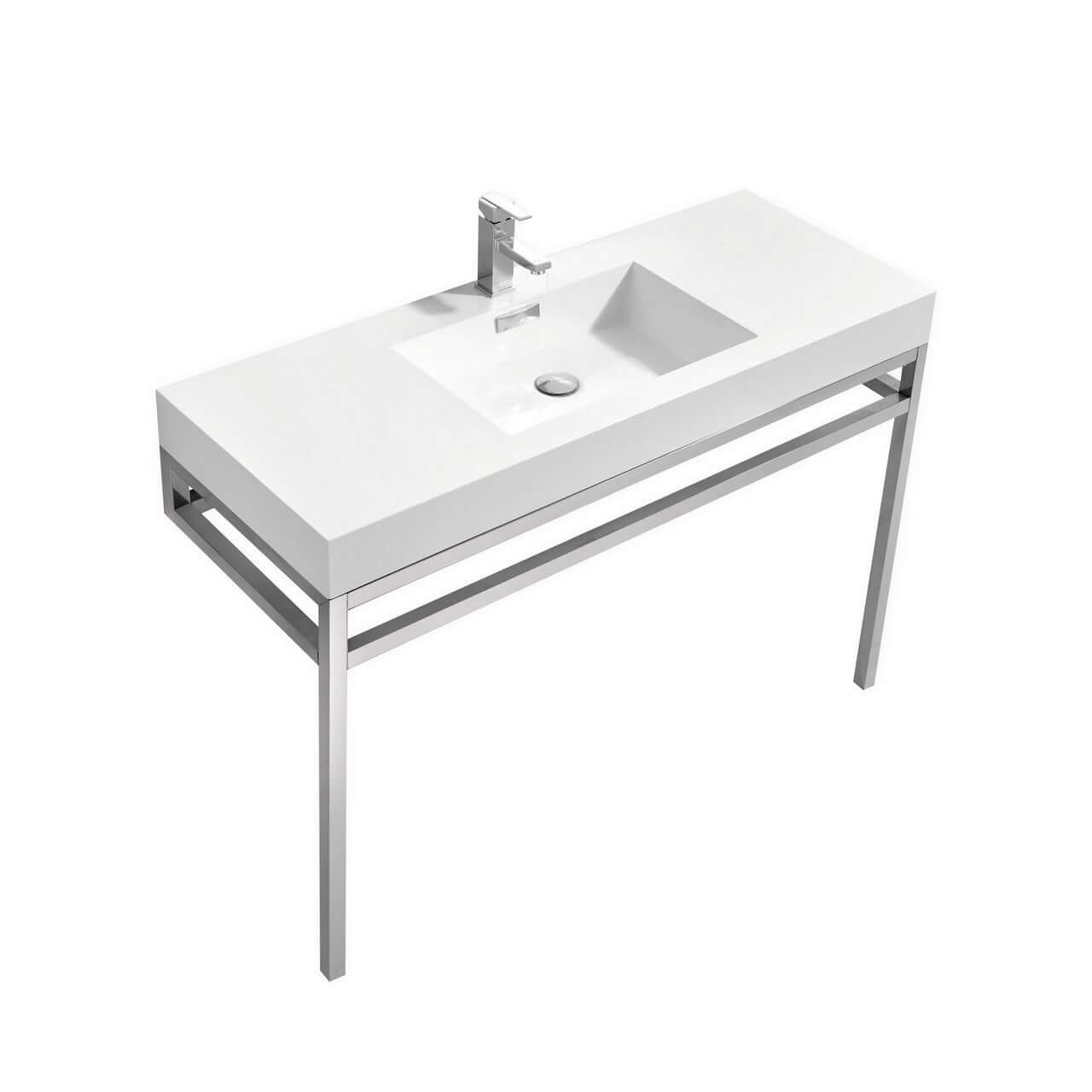 Haus 48" Stainless Steel Console w/ White Acrylic Sink - Chrome