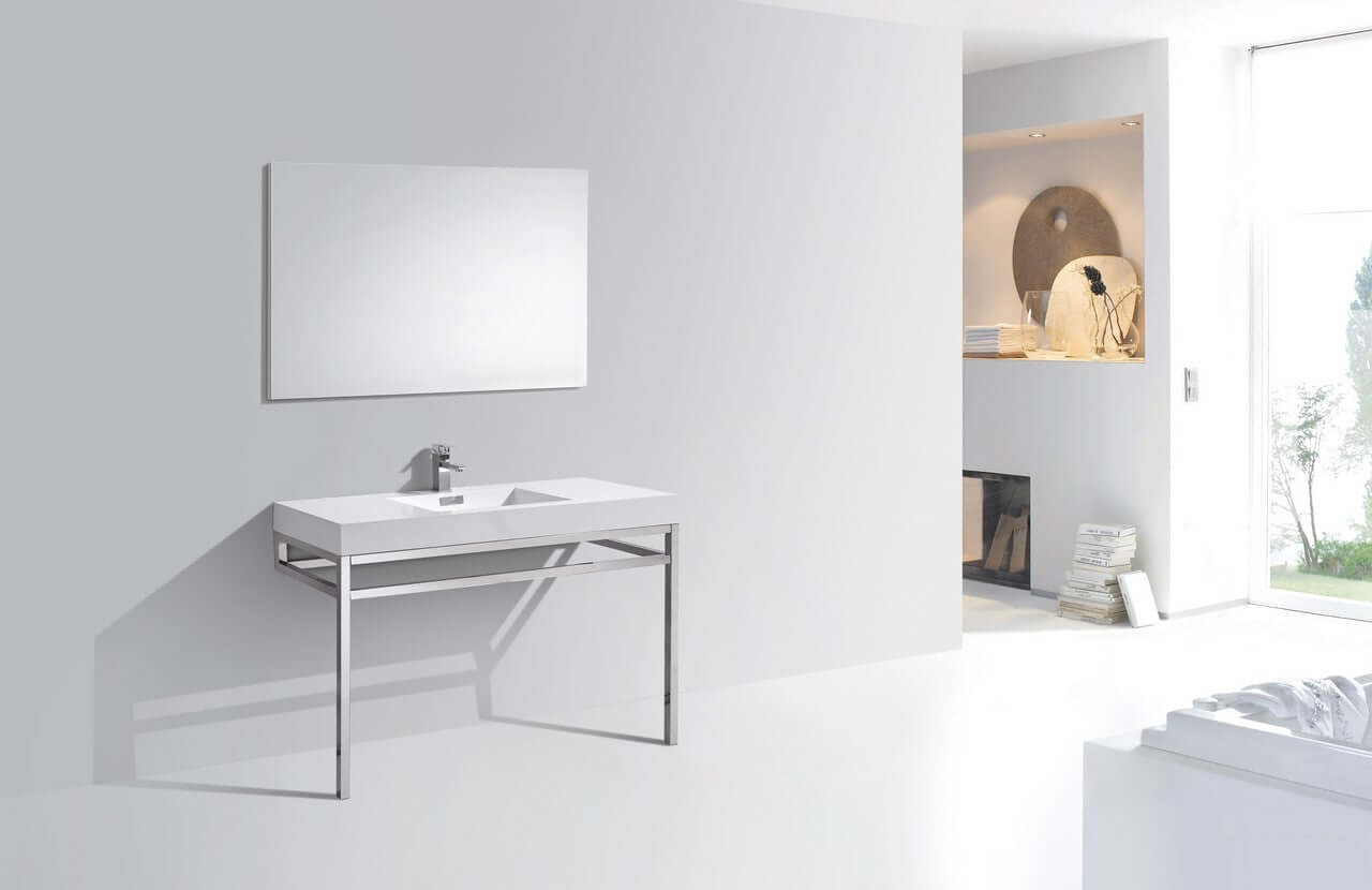 Haus 48" Stainless Steel Console w/ White Acrylic Sink - Chrome