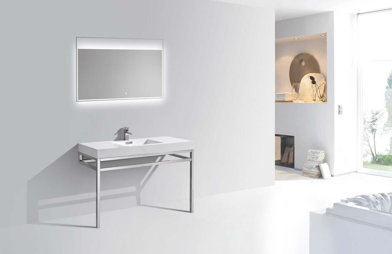 Haus 48" Stainless Steel Console w/ White Acrylic Sink - Chrome