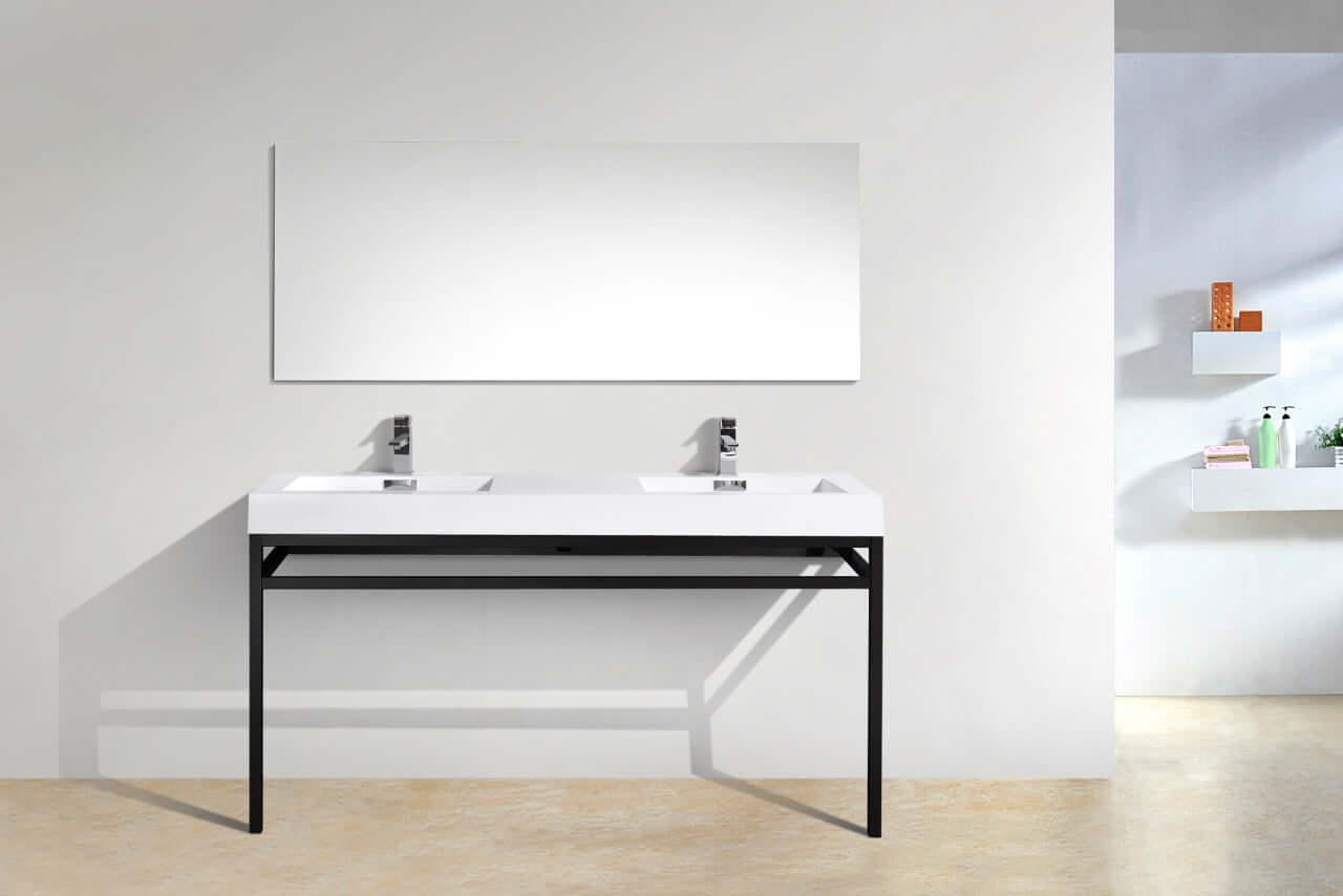 Haus 60" Single Sink Stainless Steel Console w/ White Acrylic Sink - Chrome