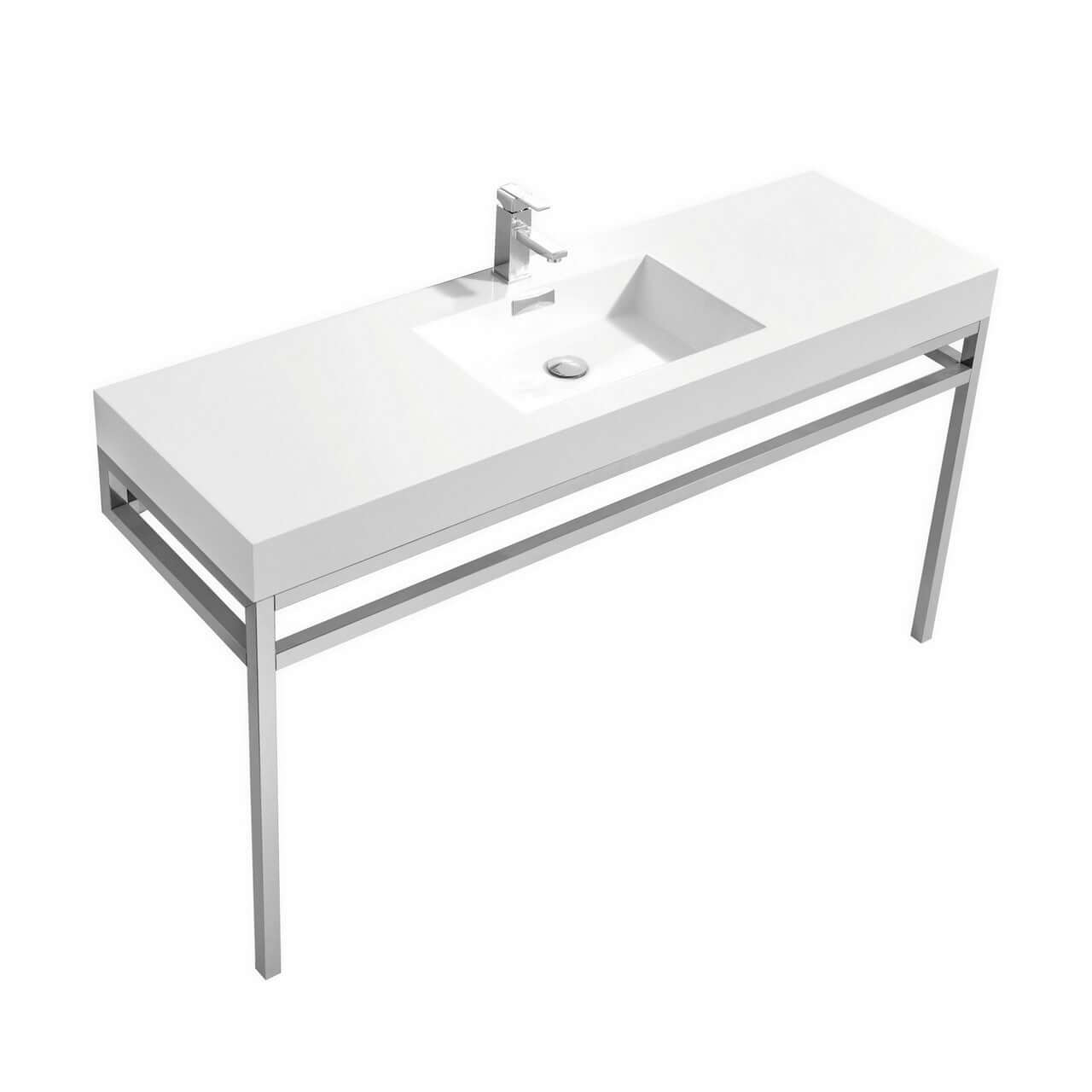 Haus 60" Double Sink Stainless Steel Console w/ White Acrylic Sink - Chrome