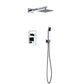 Aqua Piazza brass shower set with 8" square rain shower and handheld in modern geometric design.
