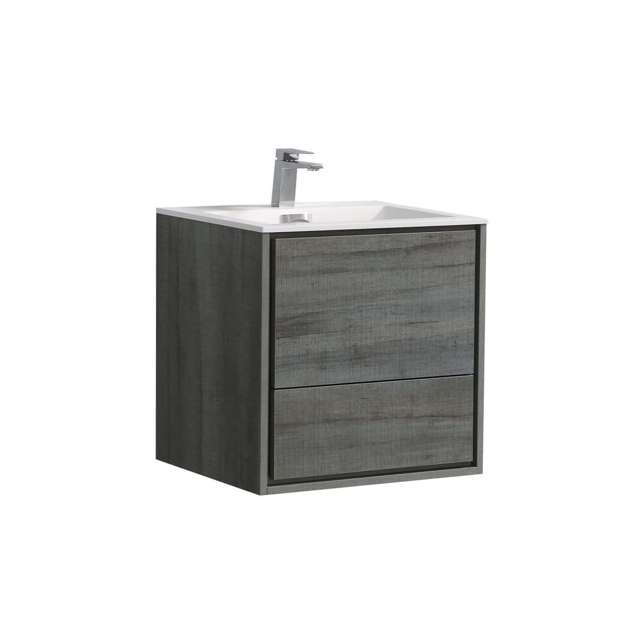 DeLusso 24" Ocean Gray Wall Mount Modern Bathroom Vanity