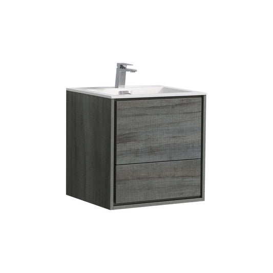 DeLusso 24" Ocean Gray Wall Mount Modern Bathroom Vanity
