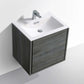DeLusso 24" Ocean Gray Wall Mount Modern Bathroom Vanity