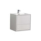DeLusso 24" High Glossy White Wall Mount Modern Bathroom Vanity