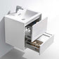 DeLusso 24" High Glossy White Wall Mount Modern Bathroom Vanity