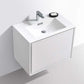DeLusso 30" High Glossy White Wall Mount Modern Bathroom Vanity