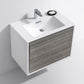 DeLusso 30" Ash Gray Wall Mount Modern Bathroom Vanity