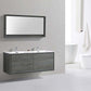 DeLusso 60" Double Sink Ocean Grey Wall Mount Modern Bathroom Vanity