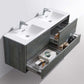 DeLusso 60" Double Sink Ocean Grey Wall Mount Modern Bathroom Vanity