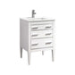 Eiffel 24'' High Gloss White Vanity with Quartz Countertop and Two Functional Drawers Front View