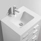Eiffel 24" high gloss white bathroom vanity with quartz countertop featuring an elegant faucet and two functional drawers